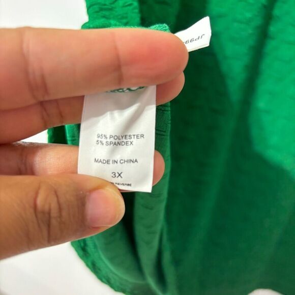 NYC New York Company  T Shirt Green Short Sleeve Round Neck Plus 3X Stretch - Picture 7 of 8